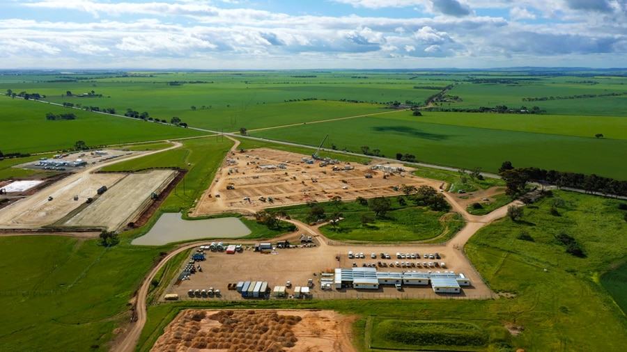 An overhead shot of the site.
